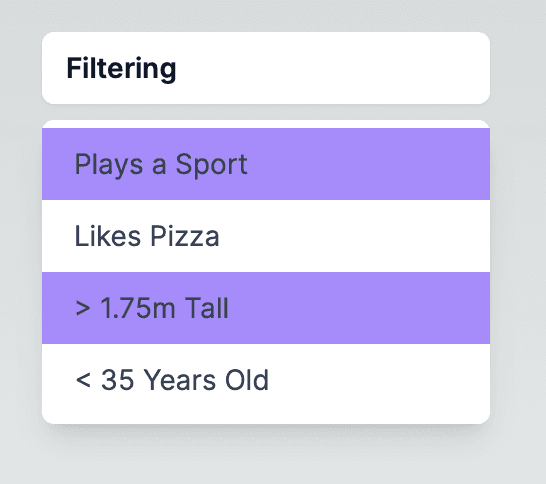 The component after enabling two filters